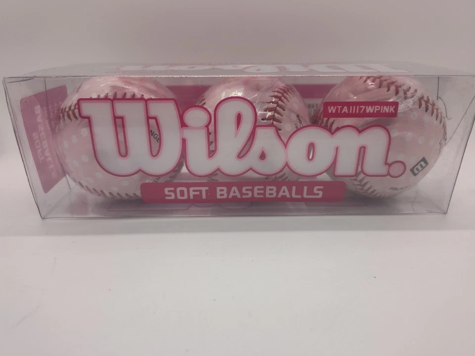 Wilson Baseballs Soft Pink Girls Set 3 Flat Seams Sponge Center Synthetic Balls