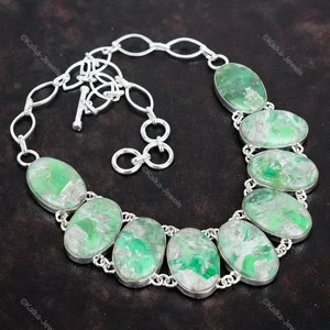 Variscite Necklace 925 Sterling Silver Adjustable Jewelry Real Gemstone Necklace - Picture 1 of 6