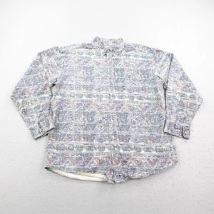 Vintage LL Bean Shirt Mens Large Bohemian Aztec Denim Button Up Made In USA - Picture 1 of 9