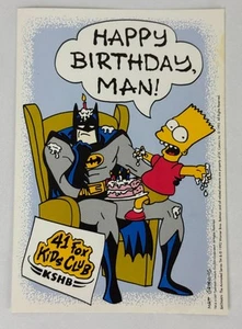 **RARE** 1992 Batman/ Bart Simpson "Happy Birthday, Man" Card 41 Fox Kid's Club - Picture 1 of 4