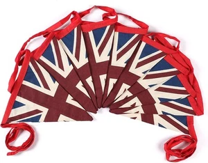 VE Day Union Jack Retro Vintage Cotton Bunting GB Royal Street Party Decor 5M - Picture 1 of 12