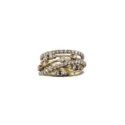 Anillo Multibanda Oro Amarillo y Blanco 14K y Diamantes Talla 7 #23153 Foto 1 de 4
