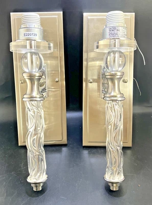 UTTERMOST CAMPANIA Single Light Sconces Sculpted Clear Acrylic Accents Stainless - Image 1 of 4