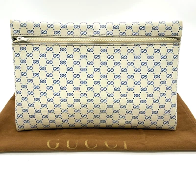 Auténtica bolsa GUCCI Micro GG PVC de cuero blanco azul marino con bolsa para el polvo NS120113 Foto 1 de 4