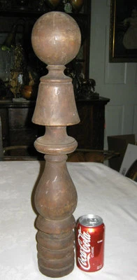ANTIQUE ARCHITECTURAL PRIMITIVE HOME WOOD NEWEL POST FINIAL COLUMN LAMP ART POLE - Image 1 of 4