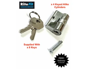 4 x Security Door Lock Cylinders Suits Whitco,Doric,Austral-5 Disc Cylinder - Imagen 1 de 4