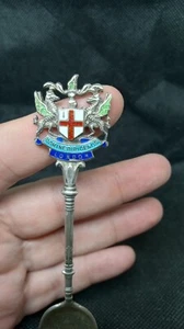 Cuchara de recuerdo Londres "Domine Dirigenos" esmaltada en plata de ley - Imagen 1 de 10
