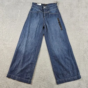 Banana Republic Jeans Womans 26/2 27x30* Wide Leg Dark Wash High Rise Baggy Y2K - Picture 1 of 16