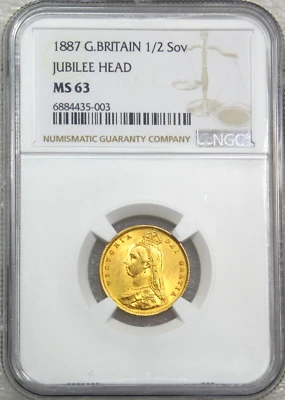 1887 Great Britain Jubilee Head Half Sovereign NGC MS 63 Nice Luster #H457 - Image 1 of 4