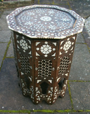 RARE LARGE  DECAGONAL ANTIQUE  ISLAMIC/SYRIAN  WOODEN CARVED INLAID SIDE TABLE
