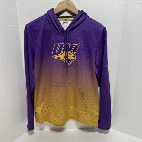 UNI Panthers Hoodie Sweatshirt, Medium, Purple/Yellow Cosmic, Northern Iowa Logo Cover