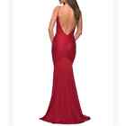 La Femme Prom Dress 30366 Elegant Ruched Jersey Gown Low Back 10 NWOT