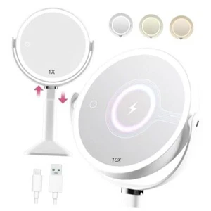Lighted Makeup Mirror, Rechargeable Double-Sided 1X/10X Magnification Mirror - Picture 1 of 7