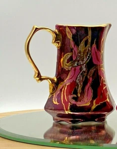 vintage porcelain milk jug creamer hand-painted by Sarah South Gilded - Picture 1 of 11