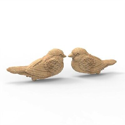 Pair Wood Carved Bird Wall Mounting Applique Set 2 Pcs. Unfinished • 28$