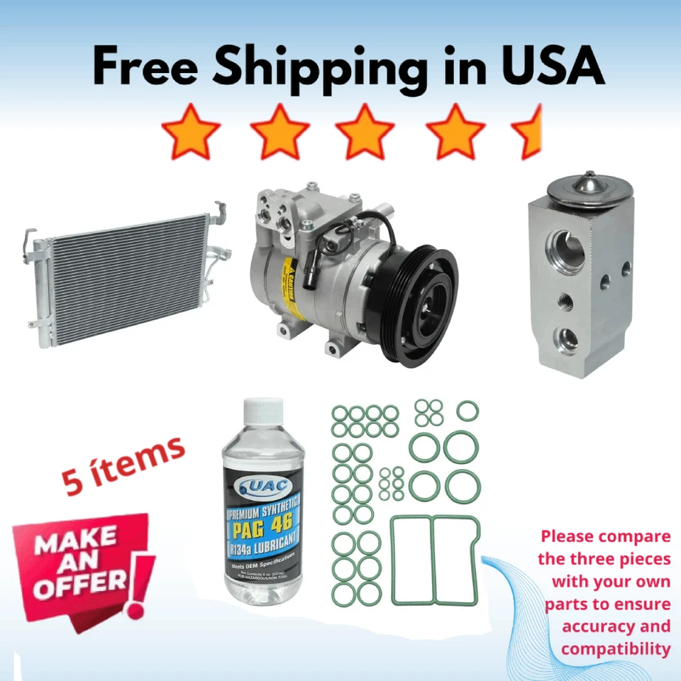 Compresor, condensador y válvula aire acondicionado apto para Hyundai Elantra 2005 Foto 1 de 4