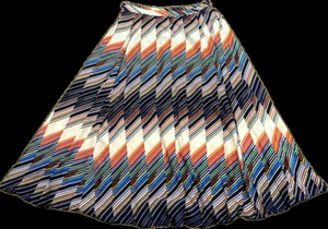 Lucky & Coco Aztec Geometic Tribal Boho Navy Blue Multicolor Full Maxi Skirt XL - Picture 1 of 1