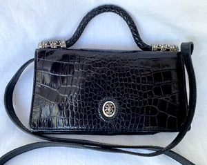 VTG..SMALL BRIGHTON..NERO..PELLE DI COCCODRILLO..BORSA/TRACOLLA..PORTAFOGLIO/BORSA A MANO - Foto 1 di 5