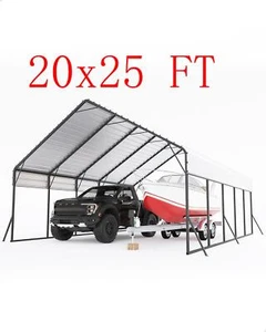 20'x25'x13' Metal Carport, Accommodates 2 Vehicles, Heavy-Duty Steel Frame.900lb - Picture 1 of 8