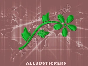 Adesivo Resinato Effetto 3D Fiore - Colore Verde 110x70 mm. - Foto 1 di 1