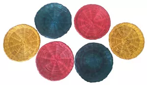 WANDBEHANG Korbgeflecht Rattan Stroh rund Teller 6 Deko in 3 Farben Vintage - Bild 1 von 10