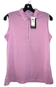 Camisa polo de golf CALLAWAY para mujer 1/4 cremallera sin mangas rosa puesta de sol talla M nueva con etiquetas - Imagen 1 de 8