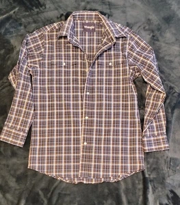 Wrangler Jungen/Jugend Large blau kariert Perlen Druckknopf Western Hemd - Bild 1 von 3