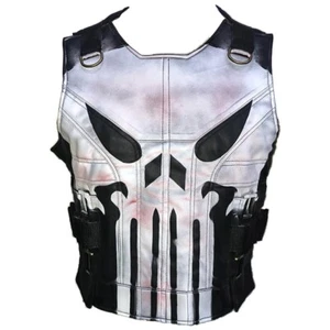 Chaleco Chaqueta Hombre John Bernthal Nuevo Punisher Temporada 2 Negro Cuero Real - Imagen 1 de 5