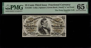 FR-1295 $0.25 Third Issue Fractional Currency - 25 Cents - PMG 65 EPQ - Picture 1 of 2