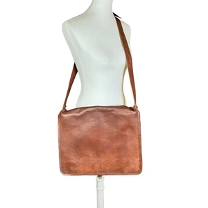 Braun Leder Laptop Tablet Aktentasche Attaché Ranzen Schultasche Unisex �� - Bild 1 von 8