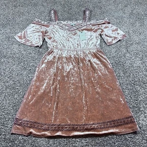 NWT Lucky Brand Blush Pink Velour Cold Shoulder Dress Size L - Picture 1 of 9