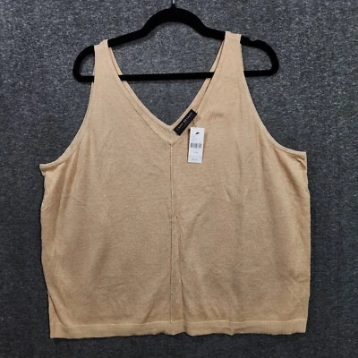 Nueva con etiquetas Camisa sin mangas Lane Bryant mezcla de lino para mujer talla grande 22/24 marrón Foto 1 de 4