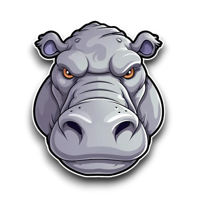 DANSDESIGNS Angry Hippo Cartoon Animal Vinyl Sticker Decal For Car Laptop Window Scrapbook