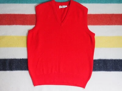 VTG 60s 70s Pringle Scotland Red Wool Prep Ivy V Neck Sweater Vest Mens L 42 - Image 1 of 4