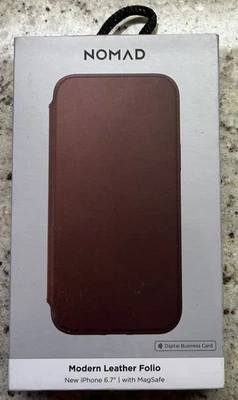 NUEVO EN CAJA Funda de Cuero Moderna Nomad Folio para iPhone 6.7" con Magsafe Cuero Marrón Rústico Foto 1 de 4