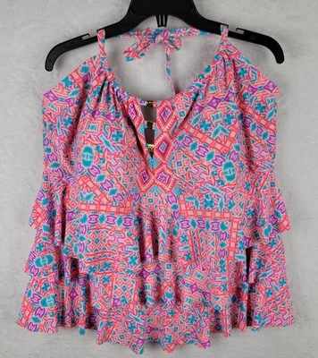 坦基尼上衣 3X 游泳沐浴背心泳装粉色蓝色海滩游轮  — 第 1/4 张图片