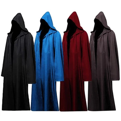 Túnica com capuz roupão adulto bruxo manto monge sacerdote Halloween cosplay cavaleiro... - Imagem 1 de 4