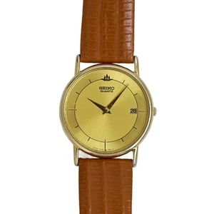 Reloj de vestir Seiko vintage años 90 chapado en oro para hombre 31 mm 5Y39-7010 ultra delgado - Imagen 1 de 10