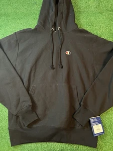 Felpa con cappuccio Champion Reverse Weave nera da uomo taglia media nuova prezzo al pubblico consigliato $65 - Foto 1 di 5
