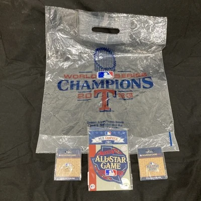 2024 MAJOR LEAGUE BASEBALL ALL-STAR GAME 2 PINS & PATCH + PLASTIC BAG - ALL NEW - Image 1 of 4