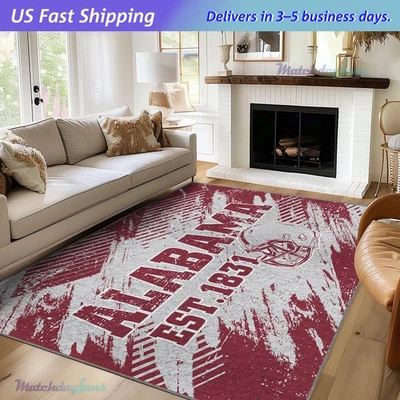 Alfombras de fútbol americano Alabama 5'x7' alfombra antideslizante lavable a máquina para sala de estar Foto 1 de 4