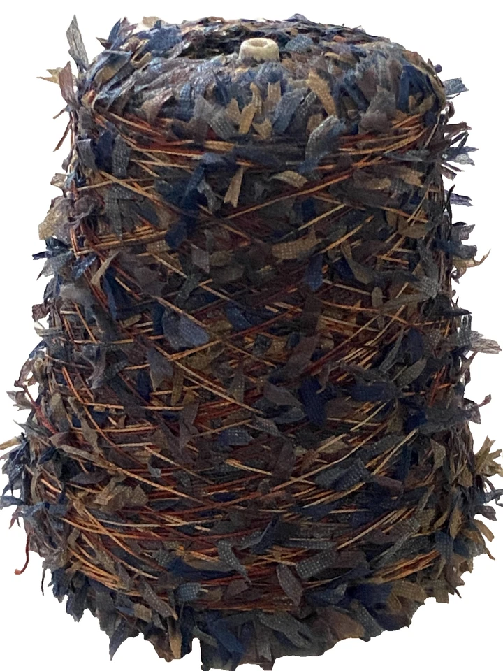 Astro Dye Works ~ Nylon Eyelash Yarn Cone ~ Brown Grey Black & Beige 1 lb 3.5 oz - Image 1 of 4