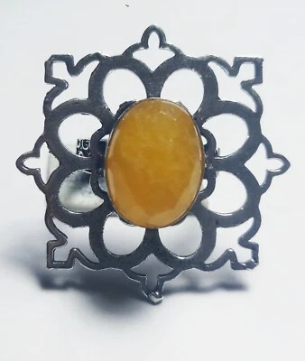 Hydro Orange Onyx Oval Shape Gemstone Handmade Ring Jewelry Ring Size 8 Inches - Image 1 of 4