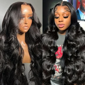 26" Body Wave Lace Front Wig - HD Transparent Glueless Human Hair for Women - Picture 1 of 11