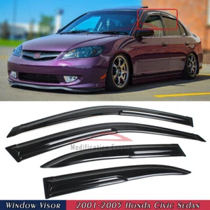 For 2001-2005 7th Gen Honda Civic JDM Mugen Style Window Visor Vent Rain Guards - Foto 1 di 16