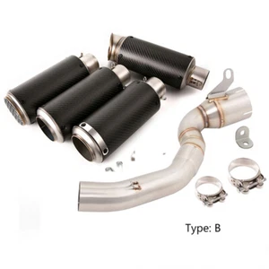 Mid Exhaust Link Pipe 51mm Muffler Carbon Fiber Modified for Duke 200 2020-2023 - Picture 1 of 11