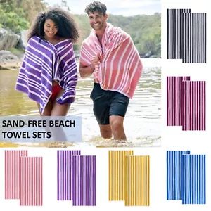 Cotton Beach Towels Set, Oversized Bath Towels for Pool Spa Camping, Sand Free - Picture 1 of 74