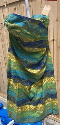 Vintage 1950's Kamehameha Bombshell Hawaiian Dress Small Cotton Gold Fab Print - Image 1 of 4