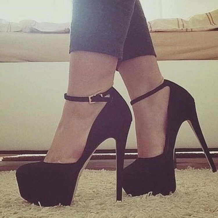 NEW FASHION Women Pumps Platform Ankle Strap High Heels Pump Shoes Big Size 4-20 - Image 1 of 3