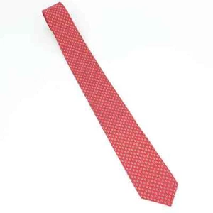 John Henry Mens Tie Necktie Red Ivory Geometric Skinny USA Classic - Picture 1 of 7